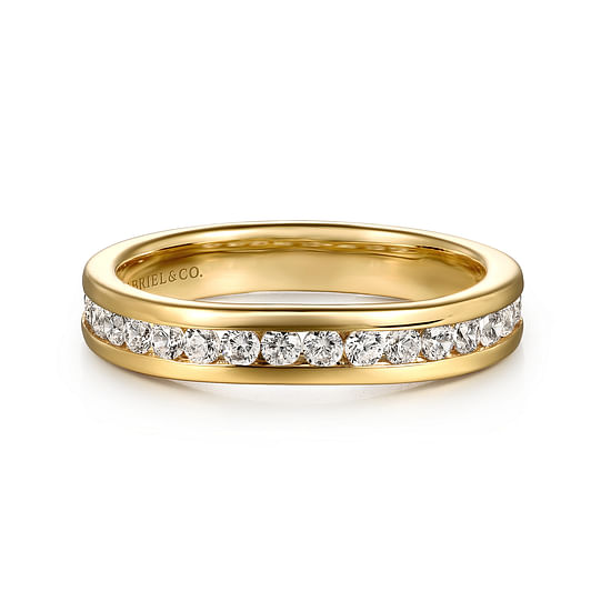 Gabriel - Curved 14K Yellow Gold Diamond Wedding Band