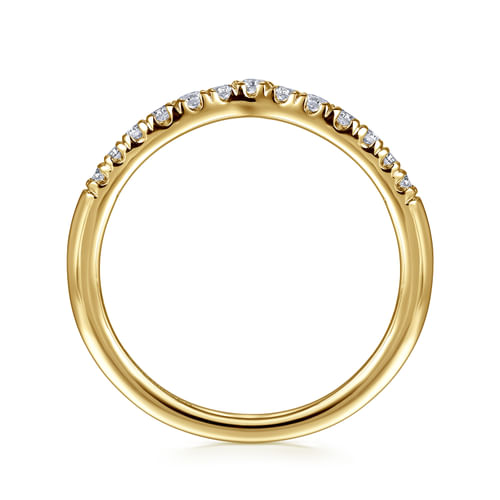 Curved 14K Yellow Gold French Pavé Diamond Wedding Band