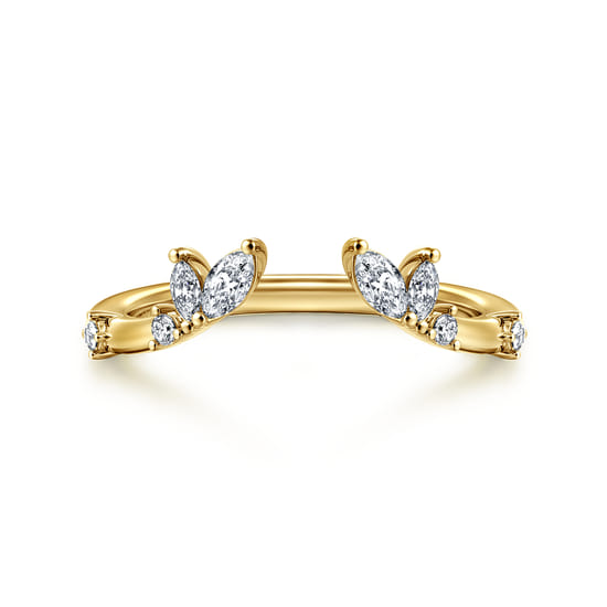 Curved 14K Yellow Gold Marquise and Round Open Diamond Anniversary Band Curved 14K Yellow Gold Marquise and Round Open Diamond Anniversary Band