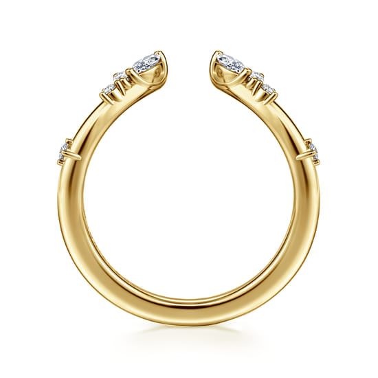 Curved 14K Yellow Gold Marquise and Round Open Diamond Anniversary Band angle 2 Curved 14K Yellow Gold Marquise and Round Open Diamond Anniversary Band angle 2