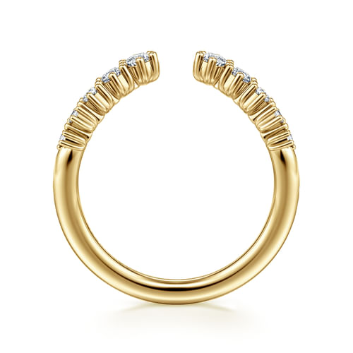 Curved 14K Yellow Gold Open Diamond Anniversary Ring