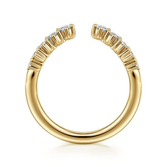 Curved 14K Yellow Gold Open Diamond Anniversary Ring angle 2 Curved 14K Yellow Gold Open Diamond Anniversary Ring angle 2
