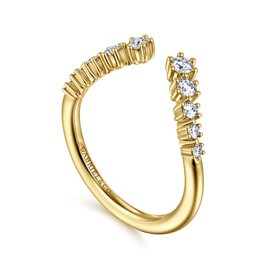 Curved 14K Yellow Gold Open Diamond Anniversary Ring angle 3 Curved 14K Yellow Gold Open Diamond Anniversary Ring angle 3