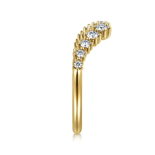 Curved 14K Yellow Gold Open Diamond Anniversary Ring