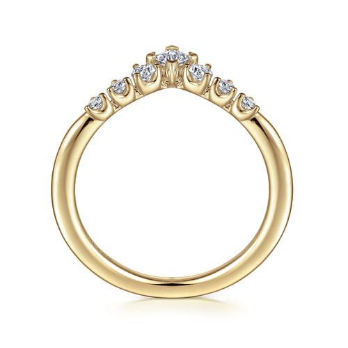 Curved 14K Yellow Gold Princess Cut and Round Diamond Anniversary Band