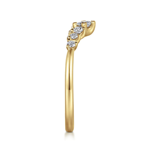 Curved 14K Yellow Gold Princess Cut and Round Diamond Anniversary Band