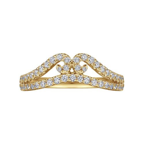 Curved 14K Yellow Gold Twisted Diamond Anniversary Band