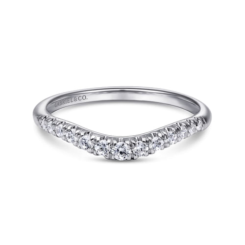 Curved Platinum French Pavé Diamond Wedding Band