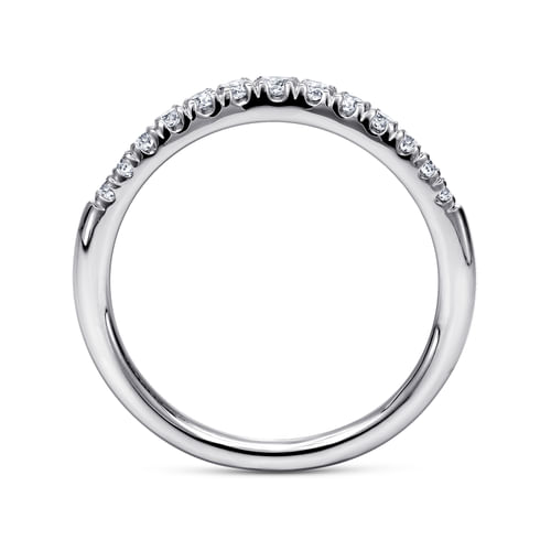 Curved Platinum French Pavé Diamond Wedding Band