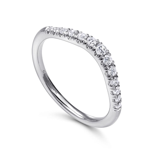 Curved Platinum French Pavé Diamond Wedding Band