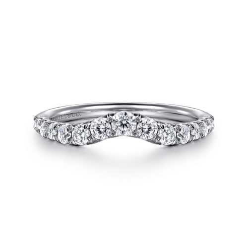 Curved Platinum French Pavé Diamond Wedding Band