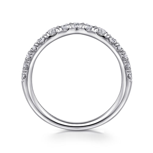 Curved Platinum French Pavé Diamond Wedding Band