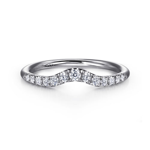 Curved Platinum French Pavé Diamond Wedding Band