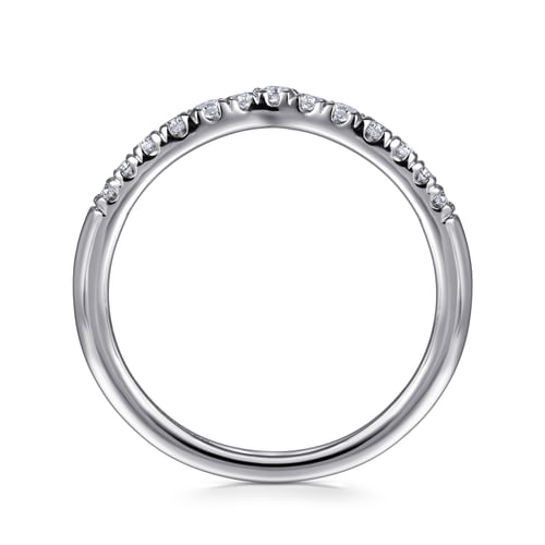 Curved Platinum French Pavé Diamond Wedding Band