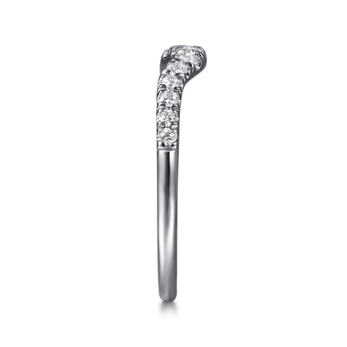 Curved Platinum French Pavé Diamond Wedding Band