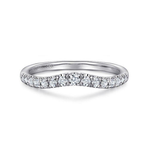Curved Platinum French Pavé Diamond Wedding Band