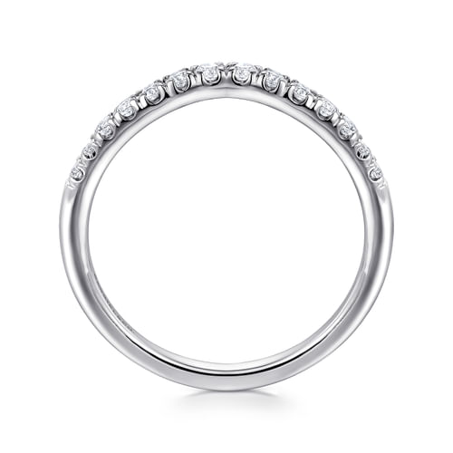 Curved Platinum French Pavé Diamond Wedding Band