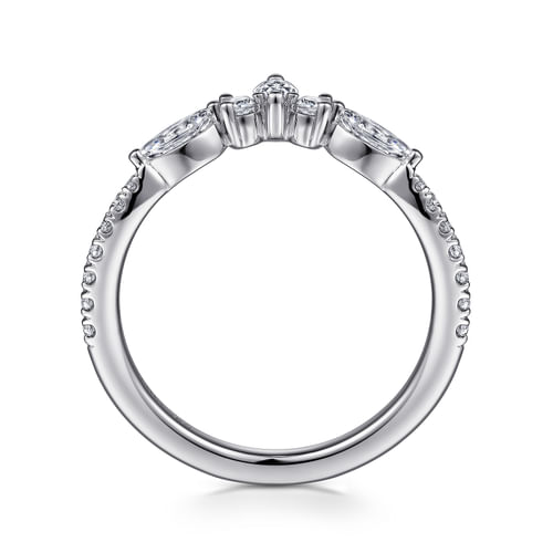 Curved Platinum Marquise and Round Diamond Anniversary Band