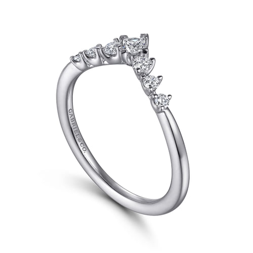 Curved Platinum Princess Cut and Round Diamond Anniversary Band
