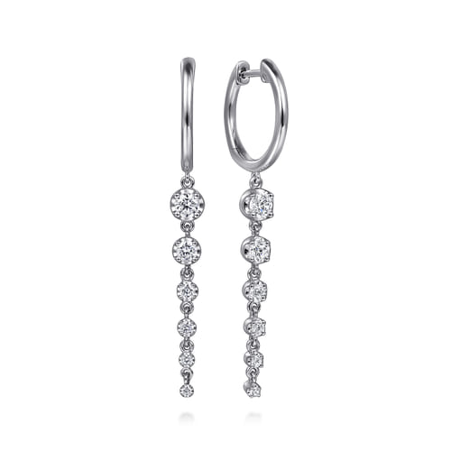 Drop Earrings Huggie 14K White Gold Diamond 0.75ct Drop Earrings Huggie 14K White Gold Diamond 0.75ct