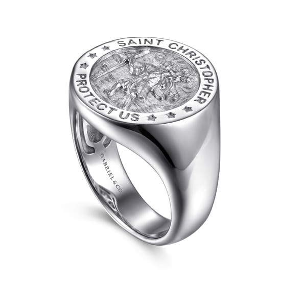 Emboss Signet Wide Band 925 Sterling Silver angle 3