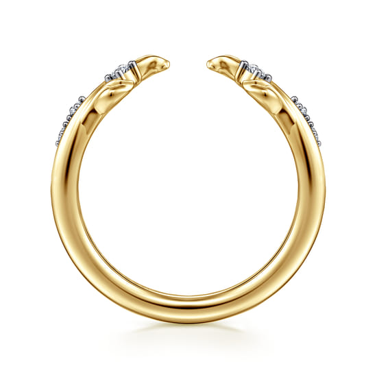Floral 14K Yellow Gold Prong Setting Diamond Open Anniversary Band angle 2 Floral 14K Yellow Gold Prong Setting Diamond Open Anniversary Band angle 2
