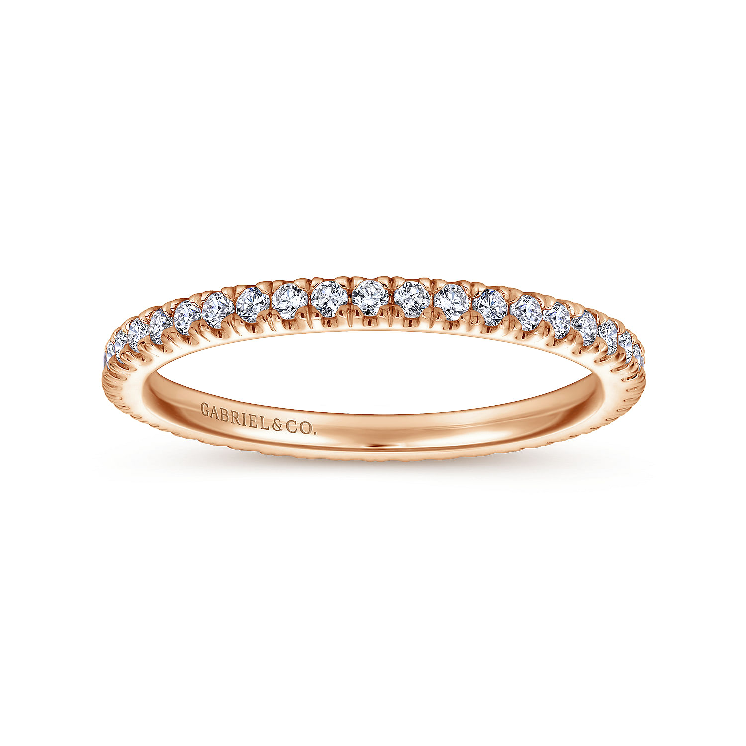 French Pavé  Eternity Diamond Ring in 14K Rose Gold