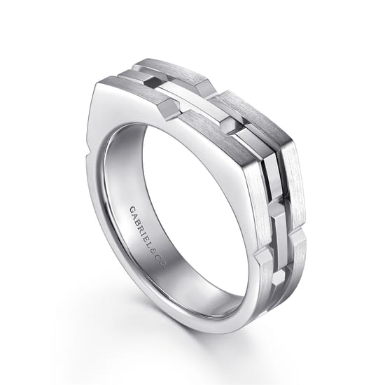 Geometric Wide Band 925 Sterling Silver angle 3