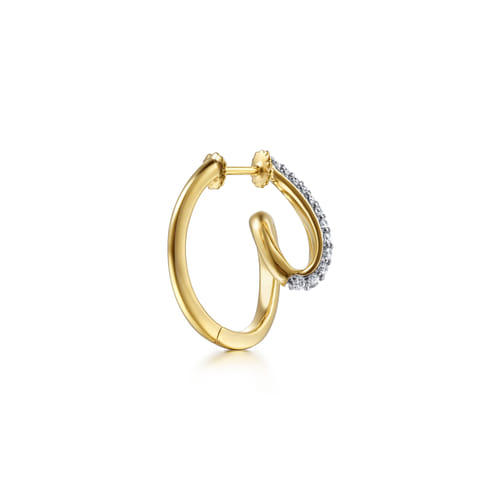 Intricate Hoop Earrings 14K White and Yellow Gold Diamond 0.45ct