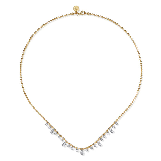Layered Necklace Droplet 14K White and Yellow Gold Diamond 0.5ct Bujukan angle 2
