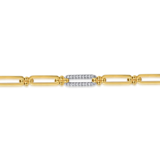 Link Chain Bracelet 14K White and Yellow Gold Diamond 0.3ct Bujukan angle 2