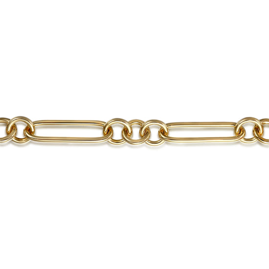 Link Chain Bracelet 14K Yellow Gold 7.5inch angle 2