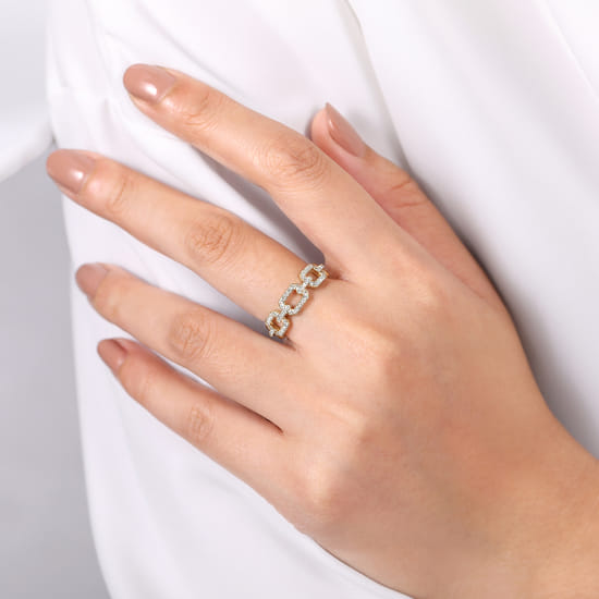 Link Chain Ring 14K Yellow Gold Diamond 0.35ct angle 5 Link Chain Ring 14K Yellow Gold Diamond 0.35ct angle 5