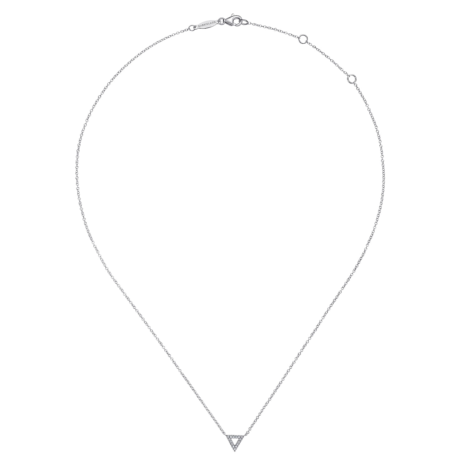 Open 14K White Gold Diamond Pavé Triangle Pendant Necklace