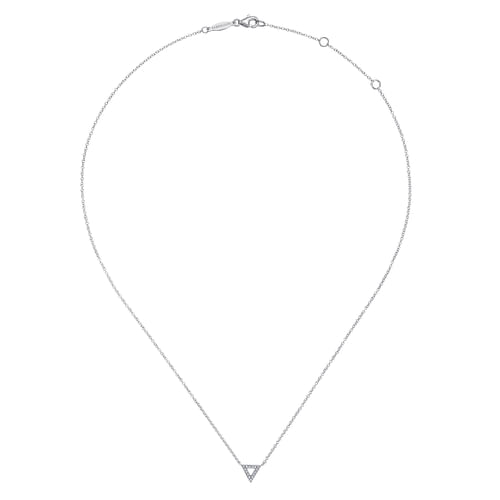 Open 14K White Gold Diamond Pavé Triangle Pendant Necklace