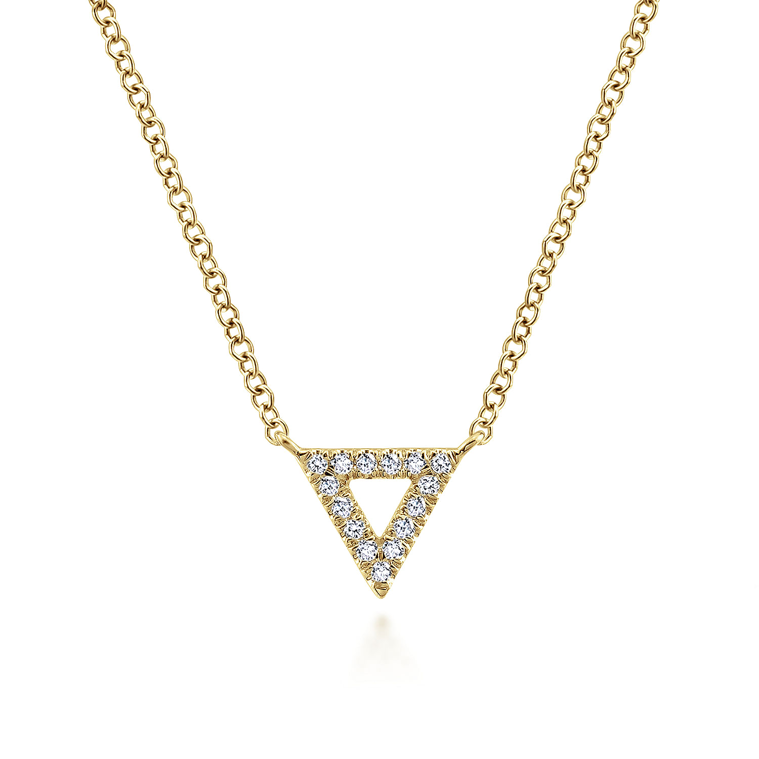 Gabriel - Open 14K Yellow Gold Diamond Pavé Triangle Pendant Necklace