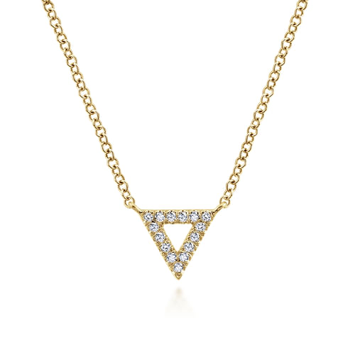 Open 14K Yellow Gold Diamond Pavé Triangle Pendant Necklace