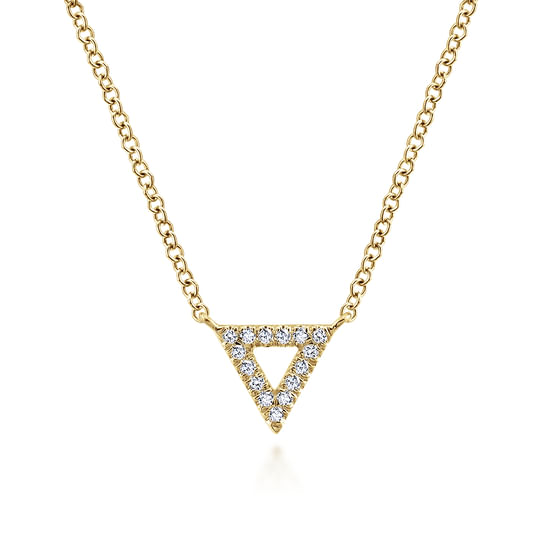 Gabriel - Open 14K Yellow Gold Diamond Pavé Triangle Pendant Necklace