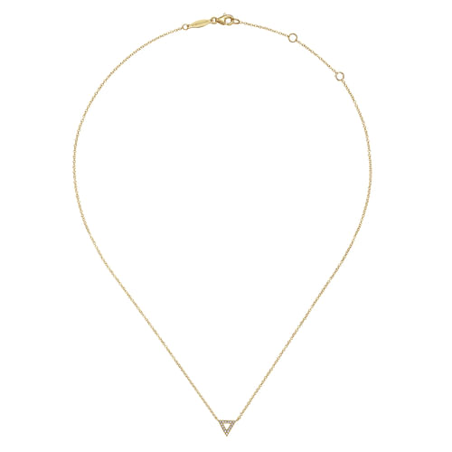 Open 14K Yellow Gold Diamond Pavé Triangle Pendant Necklace