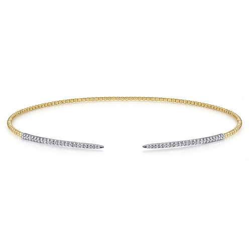 Open 14K Yellow-White Gold Bujukan Beaded Choker Necklace with Pavé Diamonds