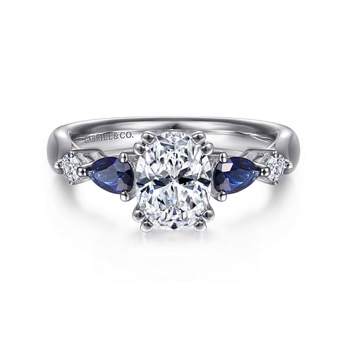 Oval Five Stone Sapphire and Diamond Engagement Ring in Platinum