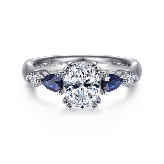 Gabriel - Oval Five Stone Sapphire and Diamond Engagement Ring in Platinum