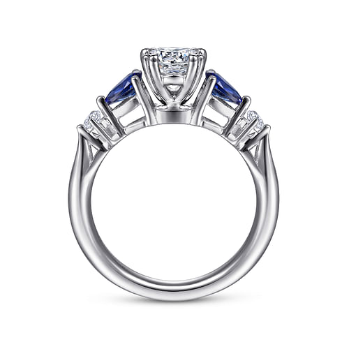 Oval Five Stone Sapphire and Diamond Engagement Ring in Platinum
