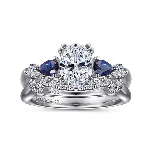 Oval Five Stone Sapphire and Diamond Engagement Ring in Platinum