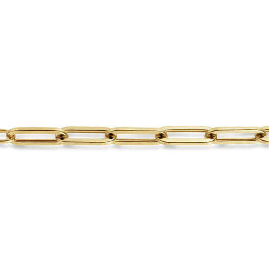 Paperclip Bracelet Chain 14K Yellow Gold 7inch angle 2
