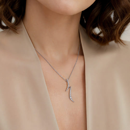 Pendant Necklace 14K White Gold Diamond 0.75ct