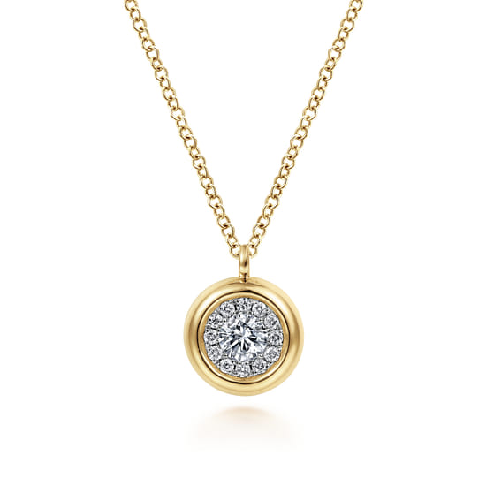 Pendant Necklace 14K Yellow Gold Diamond 0.25ct