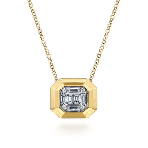 Pendant Necklace 14K Yellow Gold Diamond 0.3ct