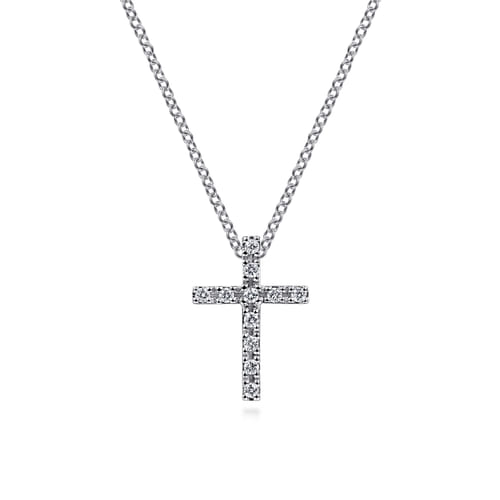 Pendant Necklace Cross 14K White Gold Diamond 0.1ct Pendant Necklace Cross 14K White Gold Diamond 0.1ct