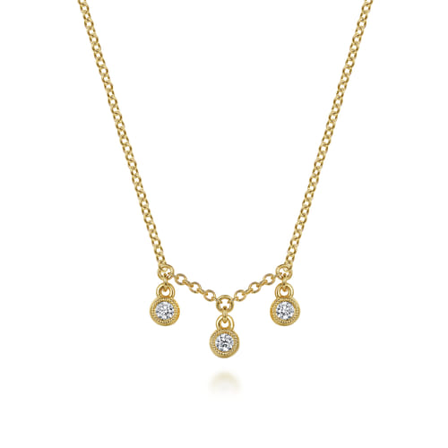 Pendant Necklace Drop 14K Yellow Gold Diamond 0.09ct
